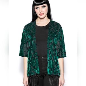 NWOT BlackCraft Cult Green Baroque Velvet Cardigan Size Small/Medium